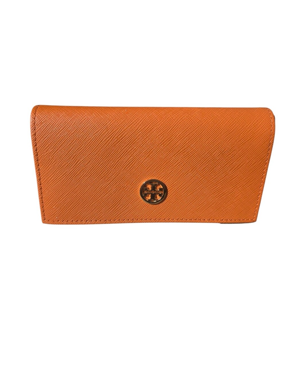 Tory Burch Orange Saffiano Leather Eyeglass Case | Sunglasses Case | Logo Snap C